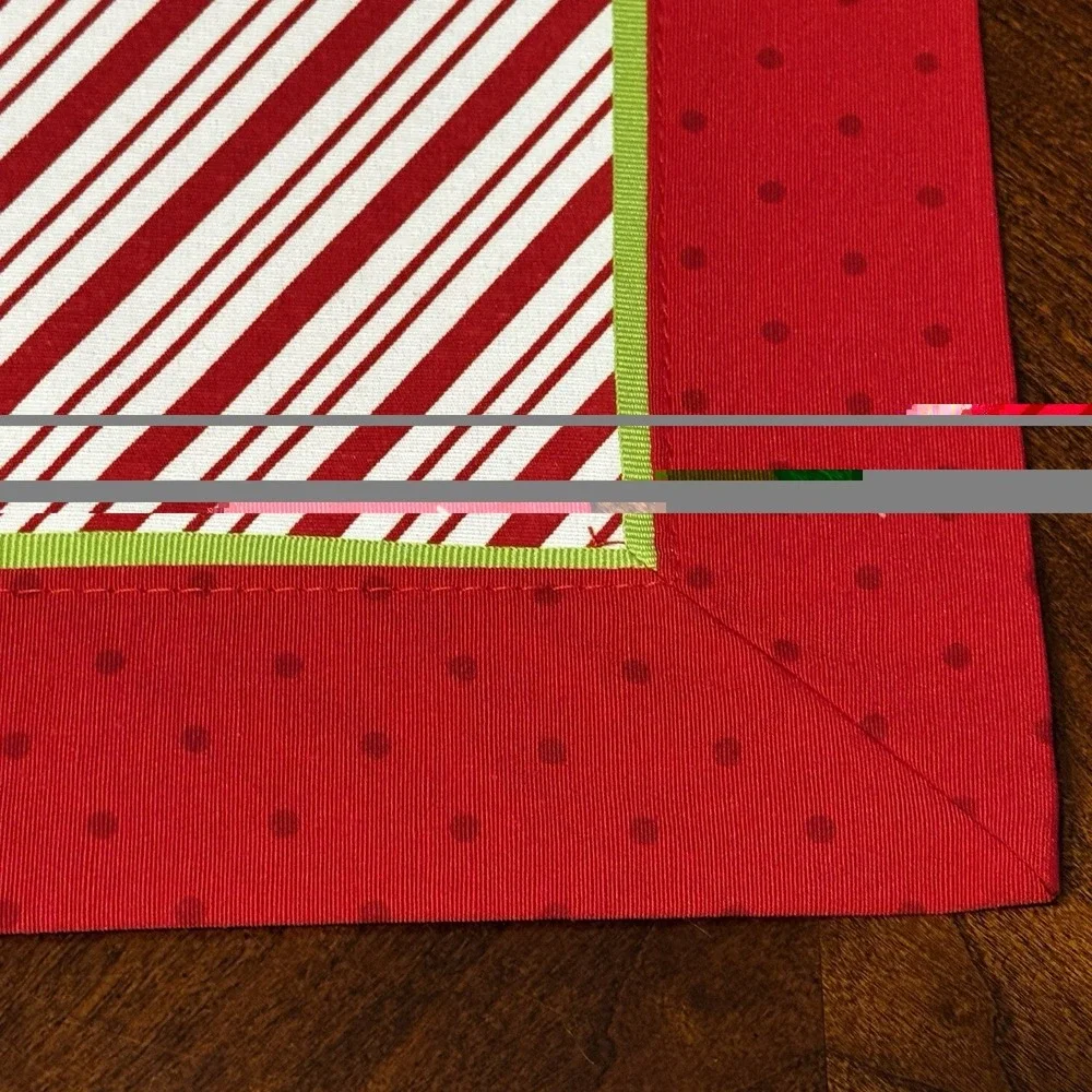 Set 6 JCPenny Christmas Placemats Reversible Red White Candy Cane Stripe Festiva
